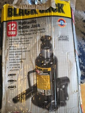 12 Ton Hydraulic Bottle Jack - Black
